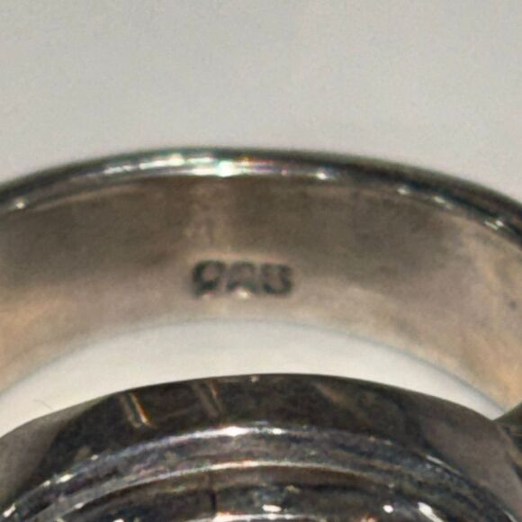 925 Sterling silver & South Sea Pearl chunky ring statement cocktail Sz 8 11.7g - Picture 7 of 7